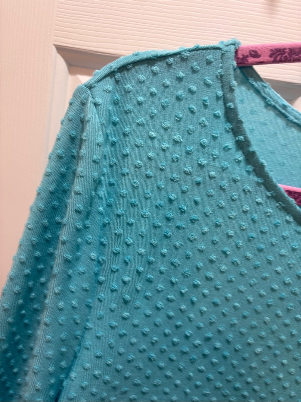 Ruby Rd. Large Women's Teal Textured Ruffle Sleeve Top - Picture 8 of 16